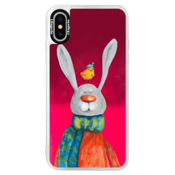 Neónové púzdro Pink iSaprio - Rabbit And Bird - iPhone X