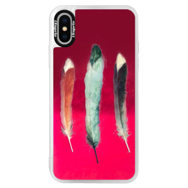 Neónové púzdro Pink iSaprio - Three Feathers - iPhone X