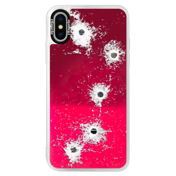 Neónové púzdro Pink iSaprio - Gunshots - iPhone X