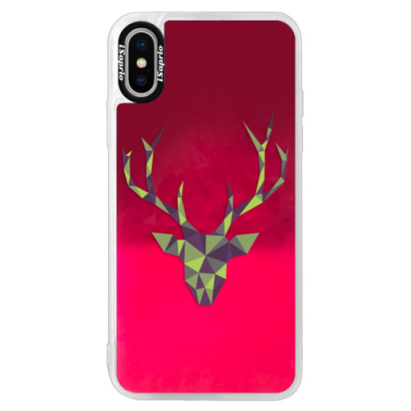 Neónové púzdro Pink iSaprio - Deer Green - iPhone X