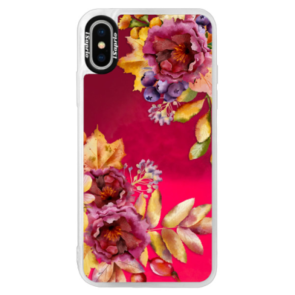 Neónové púzdro Pink iSaprio - Fall Flowers - iPhone X