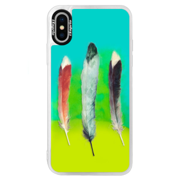 Neónové puzdro Blue iSaprio - Three Feathers - iPhone X