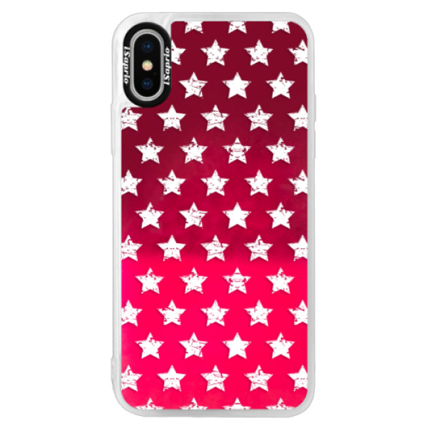 Neónové púzdro Pink iSaprio - Stars Pattern - white - iPhone XS