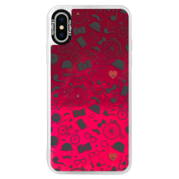 Neónové púzdro Pink iSaprio - Vintage Pattern 01 - black - iPhone XS