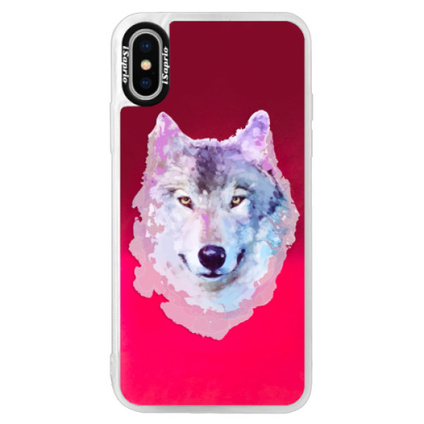 Neónové púzdro Pink iSaprio - Wolf 01 - iPhone XS