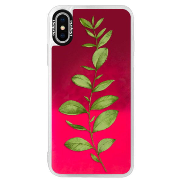 Neónové púzdro Pink iSaprio - Green Plant 01 - iPhone XS