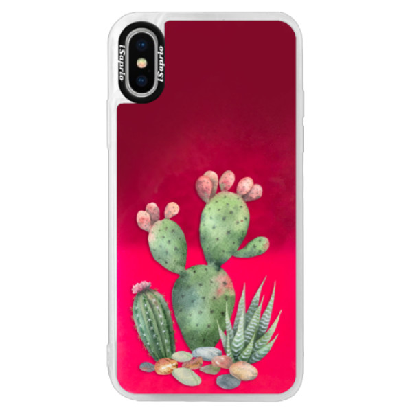 Neónové púzdro Pink iSaprio - Cacti 01 - iPhone XS