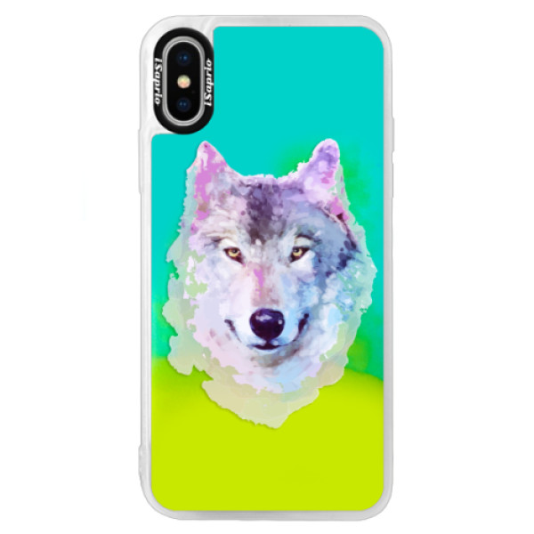 Neónové puzdro Blue iSaprio - Wolf 01 - iPhone XS