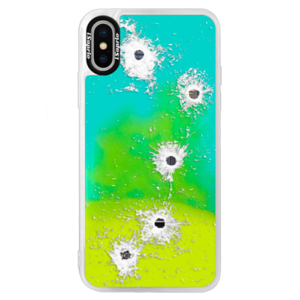Neónové puzdro Blue iSaprio - Gunshots - iPhone XS