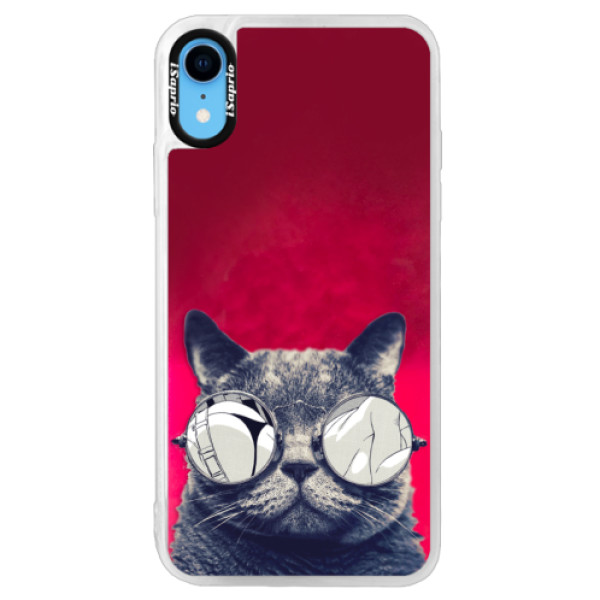 Neónové púzdro Pink iSaprio - Crazy Cat 01 - iPhone XR