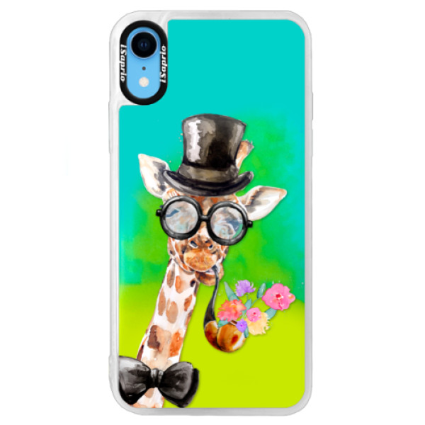 Neónové puzdro Blue iSaprio - Sir Giraffe - iPhone XR