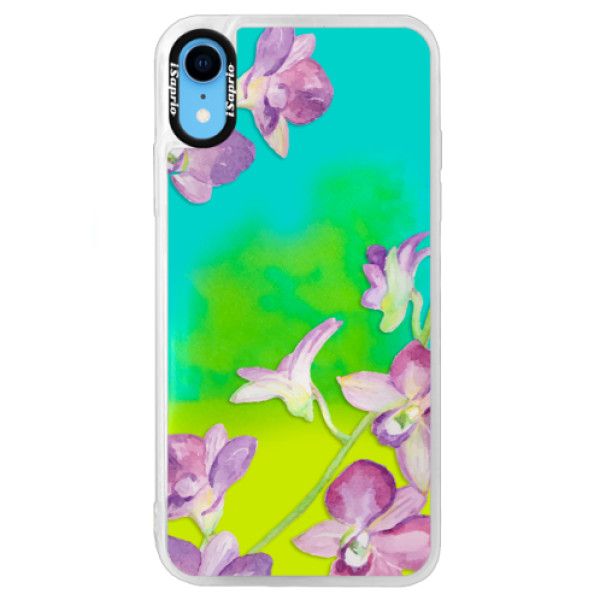 Neónové puzdro Blue iSaprio - Purple Orchid - iPhone XR