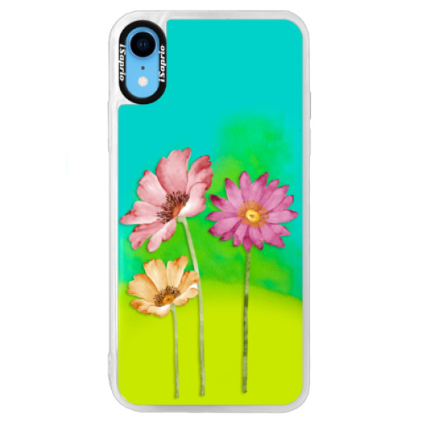 Neónové puzdro Blue iSaprio - Three Flowers - iPhone XR