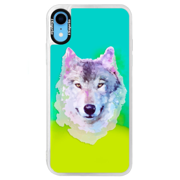 Neónové puzdro Blue iSaprio - Wolf 01 - iPhone XR