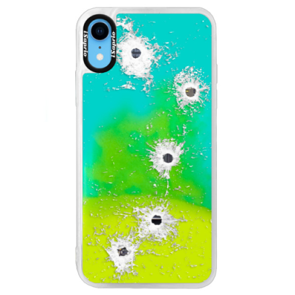 Neónové puzdro Blue iSaprio - Gunshots - iPhone XR