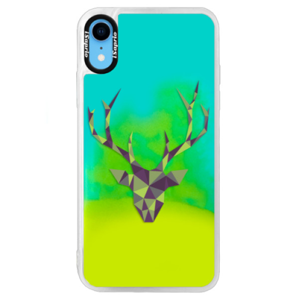 Neónové puzdro Blue iSaprio - Deer Green - iPhone XR
