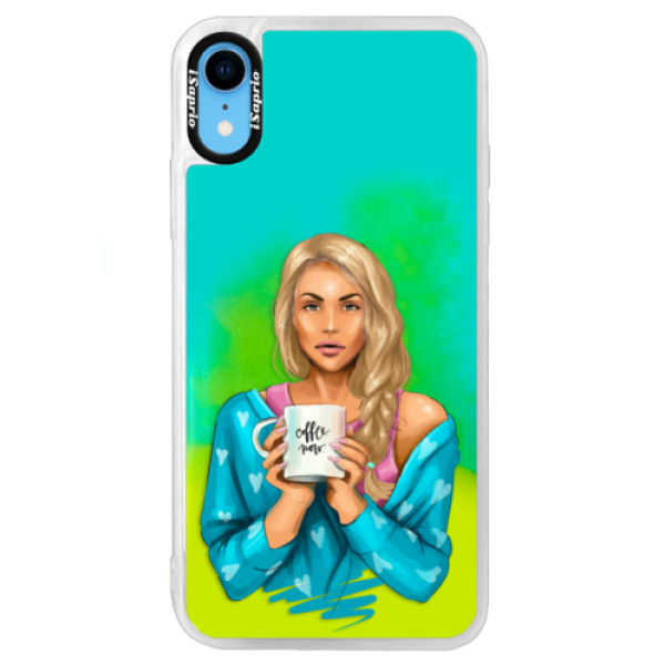 Neónové puzdro Blue iSaprio - Coffe Now - Blond - iPhone XR