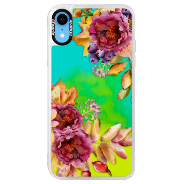 Neónové puzdro Blue iSaprio - Fall Flowers - iPhone XR