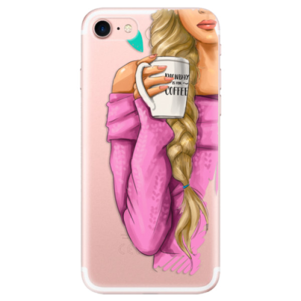 Odolné silikónové puzdro iSaprio - My Coffe and Blond Girl - iPhone 7