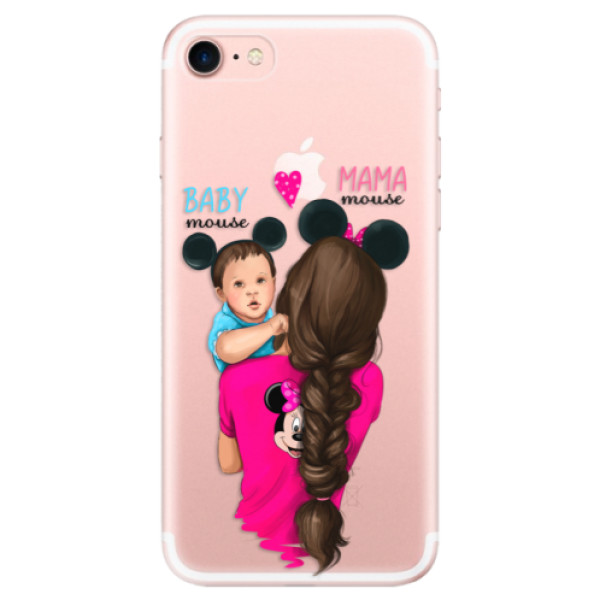 Odolné silikónové puzdro iSaprio - Mama Mouse Brunette and Boy - iPhone 7