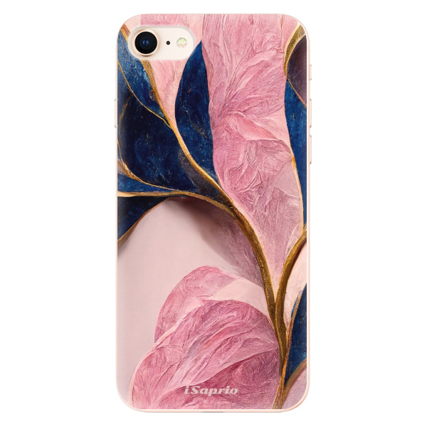 Odolné silikónové puzdro iSaprio - Pink Blue Leaves - iPhone 8