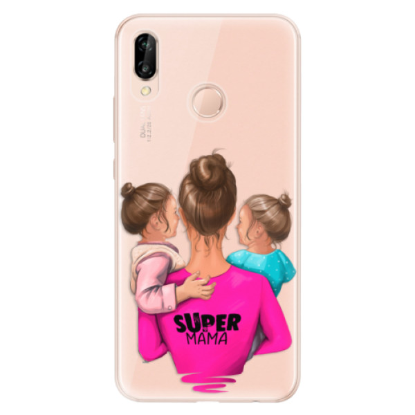 Odolné silikónové puzdro iSaprio - Super Mama - Two Girls - Huawei P20 Lite