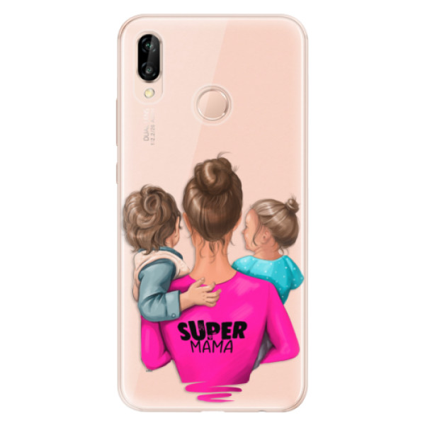 Odolné silikónové puzdro iSaprio - Super Mama - Boy and Girl - Huawei P20 Lite