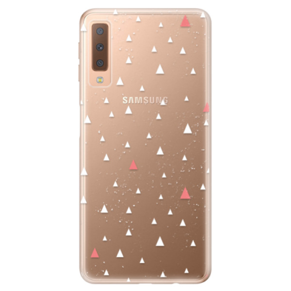 Odolné silikónové puzdro iSaprio - Abstract Triangles 02 - white - Samsung Galaxy A7 (2018)