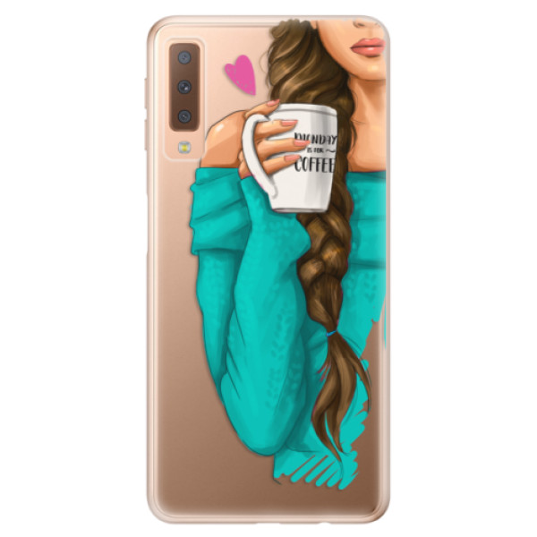 Odolné silikónové puzdro iSaprio - My Coffe and Brunette Girl - Samsung Galaxy A7 (2018)