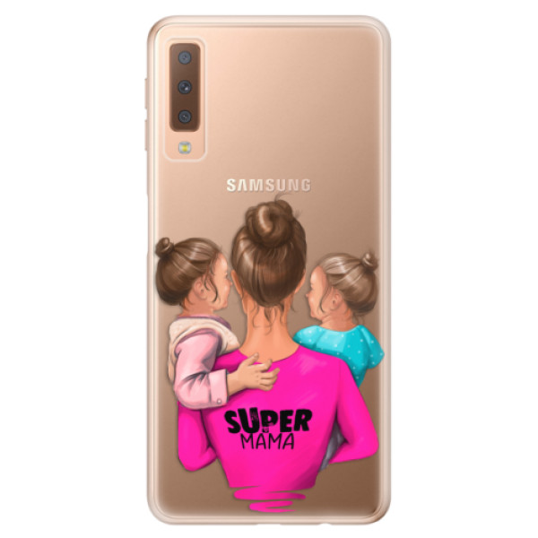 Odolné silikónové puzdro iSaprio - Super Mama - Two Girls - Samsung Galaxy A7 (2018)