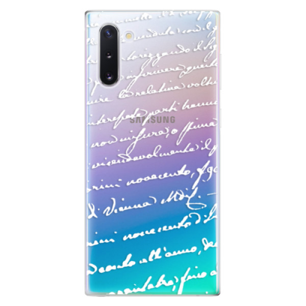 Odolné silikónové puzdro iSaprio - Handwriting 01 - white - Samsung Galaxy Note 10