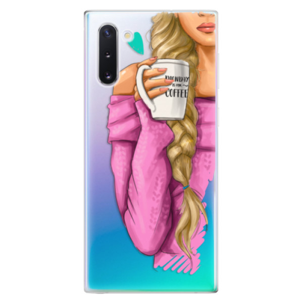 Odolné silikónové puzdro iSaprio - My Coffe and Blond Girl - Samsung Galaxy Note 10