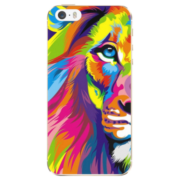 Odolné silikónové puzdro iSaprio - Rainbow Lion - iPhone 5/5S/SE