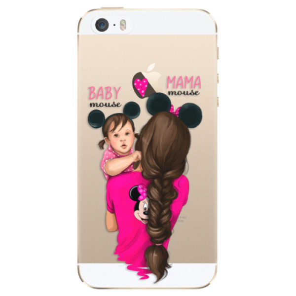 Odolné silikónové puzdro iSaprio - Mama Mouse Brunette and Girl - iPhone 5/5S/SE