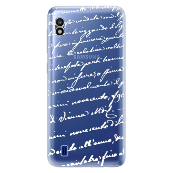 Odolné silikónové puzdro iSaprio - Handwriting 01 - white - Samsung Galaxy A10