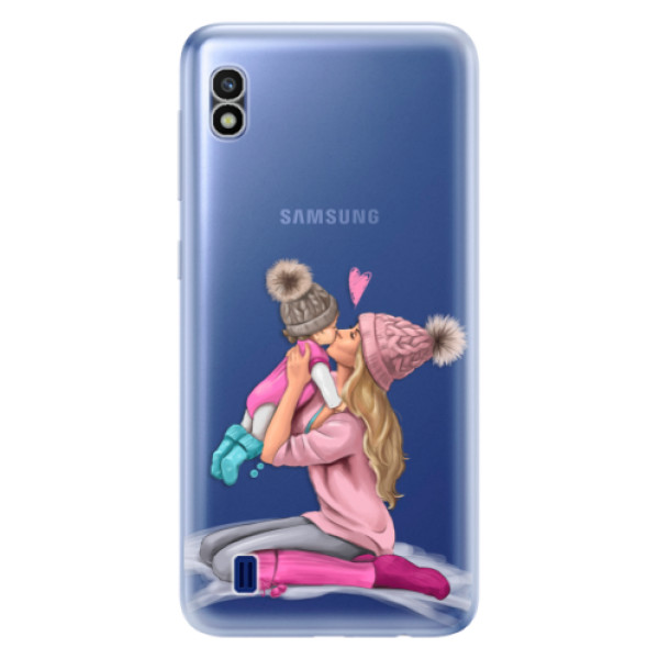 Odolné silikónové puzdro iSaprio - Kissing Mom - Blond and Girl - Samsung Galaxy A10