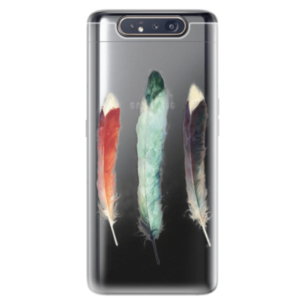 Odolné silikónové puzdro iSaprio - Three Feathers - Samsung Galaxy A80