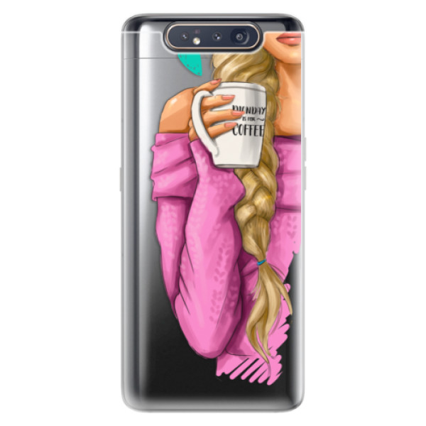 Odolné silikónové puzdro iSaprio - My Coffe and Blond Girl - Samsung Galaxy A80