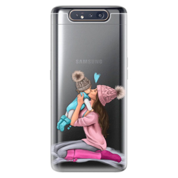 Odolné silikónové puzdro iSaprio - Kissing Mom - Brunette and Boy - Samsung Galaxy A80