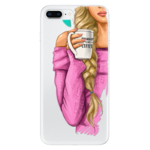 Odolné silikónové puzdro iSaprio - My Coffe and Blond Girl - iPhone 8 Plus