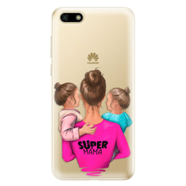 Odolné silikónové puzdro iSaprio - Super Mama - Two Girls - Huawei Y5 2018