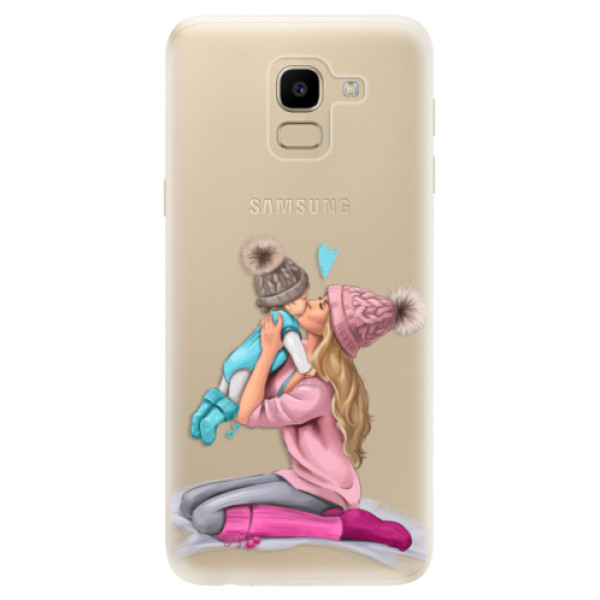 Odolné silikónové puzdro iSaprio - Kissing Mom - Blond and Boy - Samsung Galaxy J6