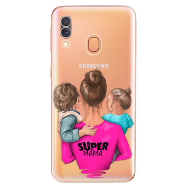 Odolné silikónové puzdro iSaprio - Super Mama - Boy and Girl - Samsung Galaxy A40