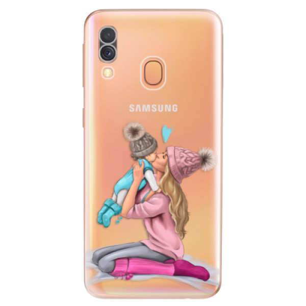 Odolné silikónové puzdro iSaprio - Kissing Mom - Blond and Boy - Samsung Galaxy A40