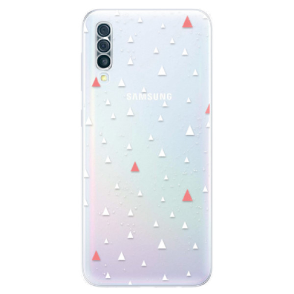 Odolné silikónové puzdro iSaprio - Abstract Triangles 02 - white - Samsung Galaxy A50