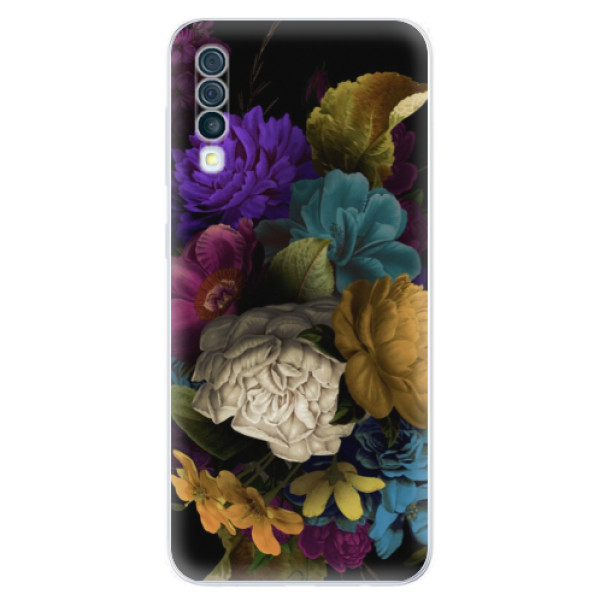 Odolné silikónové puzdro iSaprio - Dark Flowers - Samsung Galaxy A50