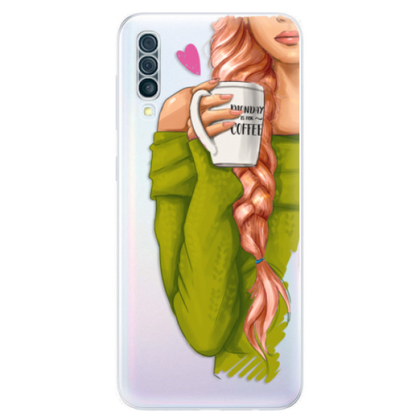 Odolné silikónové puzdro iSaprio - My Coffe and Redhead Girl - Samsung Galaxy A50
