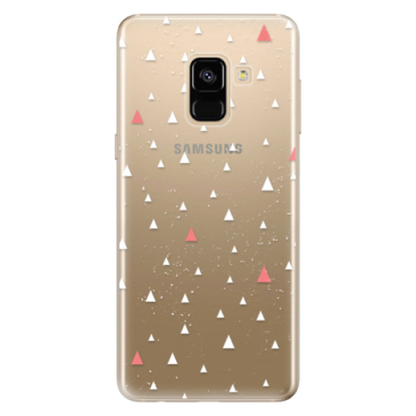 Odolné silikónové puzdro iSaprio - Abstract Triangles 02 - white - Samsung Galaxy A8 2018