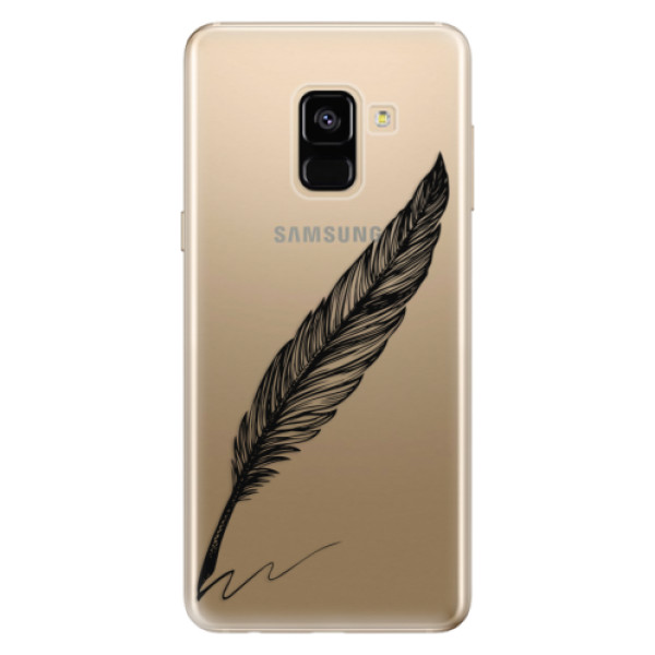 Odolné silikónové puzdro iSaprio - Writing By Feather - black - Samsung Galaxy A8 2018
