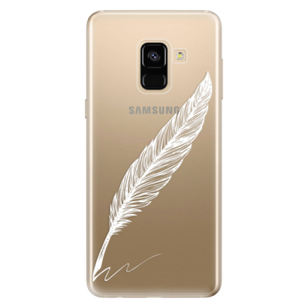 Odolné silikónové puzdro iSaprio - Writing By Feather - white - Samsung Galaxy A8 2018